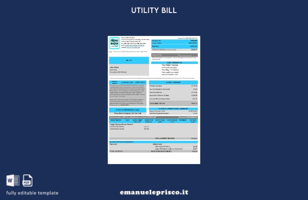 stile verificato Modello di bolletta delle utenze della Provo Water Company del 